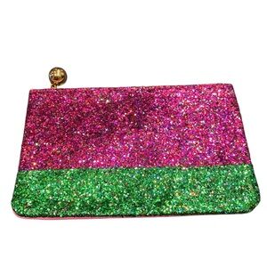 IPSY Pink & Green Glitter Mini Bag 7.25” x 5”